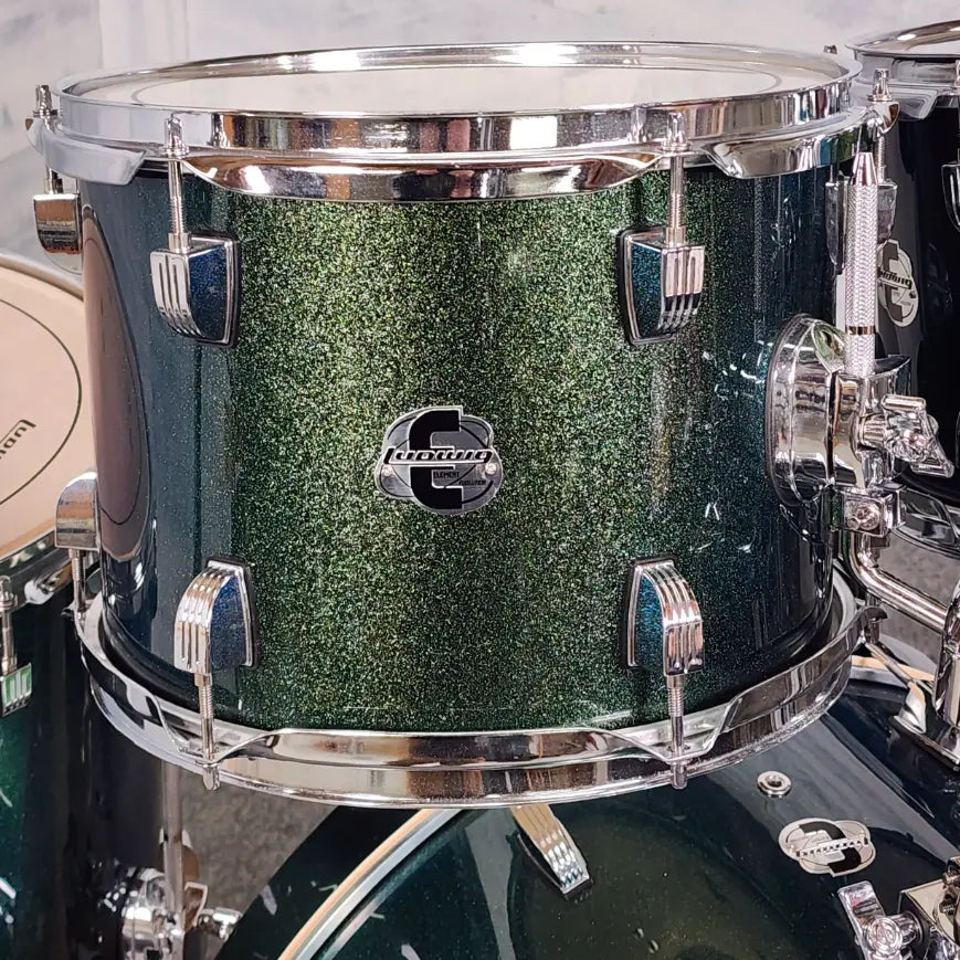 Used Ludwig Element Evolution 5pc Drum Set Green Sparkle w/Cymbals - Very Good - Drum Center Of Portsmouth
