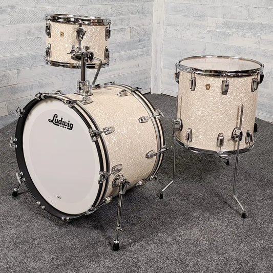 Used Ludwig Legacy Maple 3pc Drum Set Vintage White Marine - Very Good - Drum Center Of Portsmouth