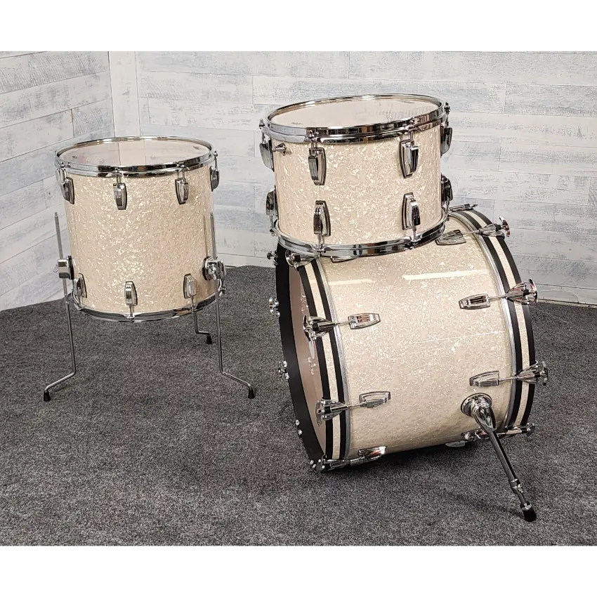 Used Ludwig Legacy Maple 3pc Drum Set Vintage White Marine - Very Good - Drum Center Of Portsmouth