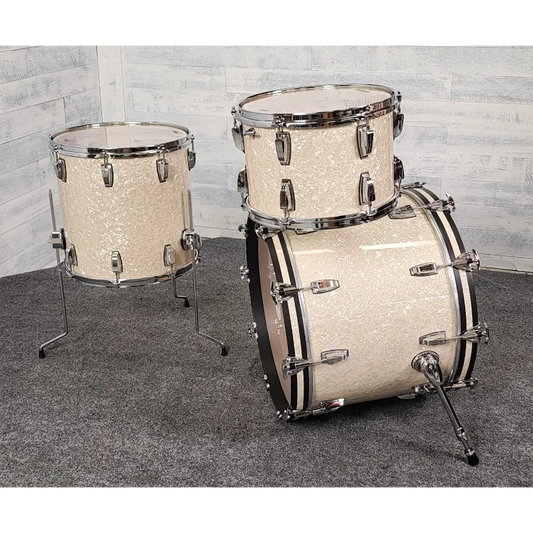 Used Ludwig Legacy Maple 3pc Drum Set Vintage White Marine - Very Good - Drum Center Of Portsmouth
