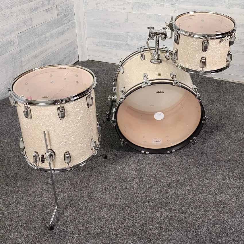 Used Ludwig Legacy Maple 3pc Drum Set Vintage White Marine - Very Good - Drum Center Of Portsmouth