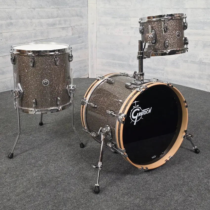 Used Gretsch Brooklyn 3pc Drum Set Pewter Sparkle - Very Good - Drum Center Of Portsmouth