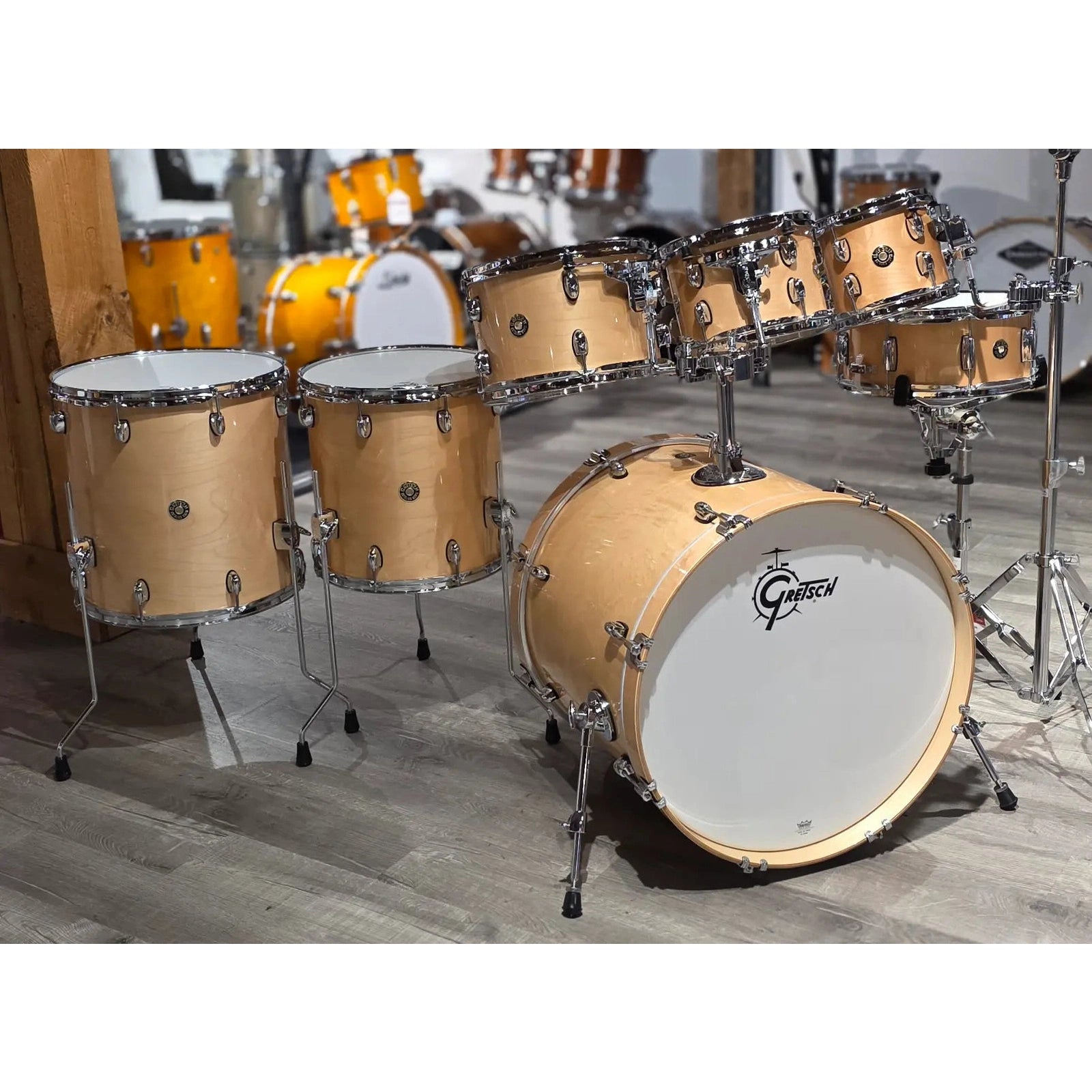 Used Gretsch Catalina Maple 7pc Drum Set Gloss Natural - Good - Drum Center Of Portsmouth