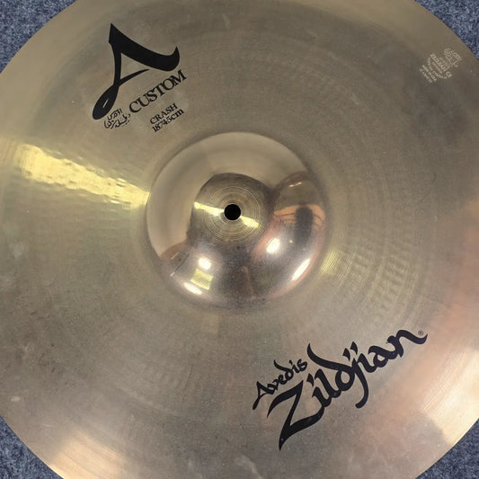 Used Zildjian A Custom Crash Cymbal 18" - Very Good - Drum Center Of Portsmouth