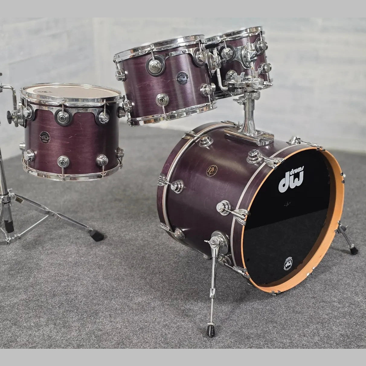 Used DW Collectors Maple 4pc Drum Set Purple Satin - Fair - Drum Center Of Portsmouth