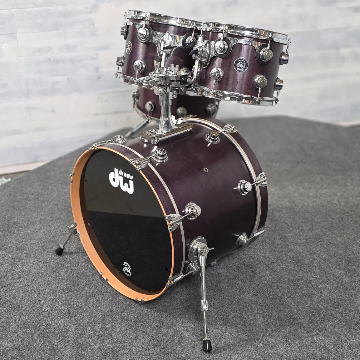 Used DW Collectors Maple 4pc Drum Set Purple Satin - Fair - Drum Center Of Portsmouth