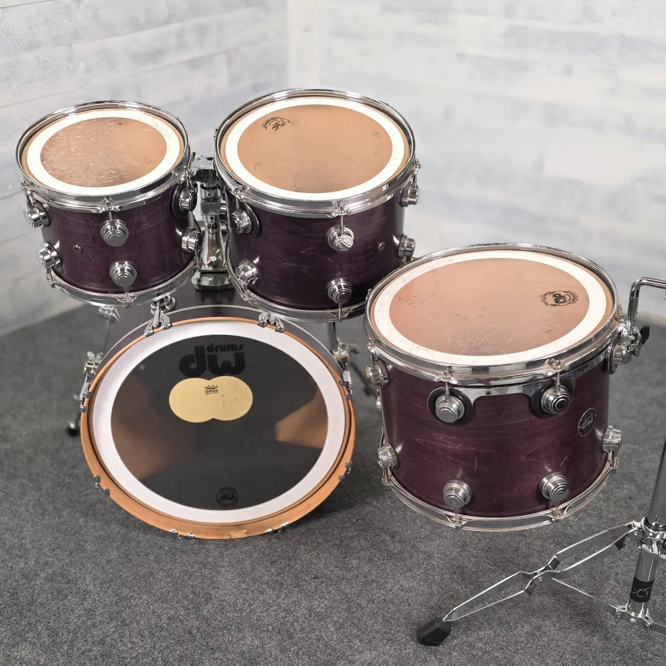 Used DW Collectors Maple 4pc Drum Set Purple Satin - Fair - Drum Center Of Portsmouth