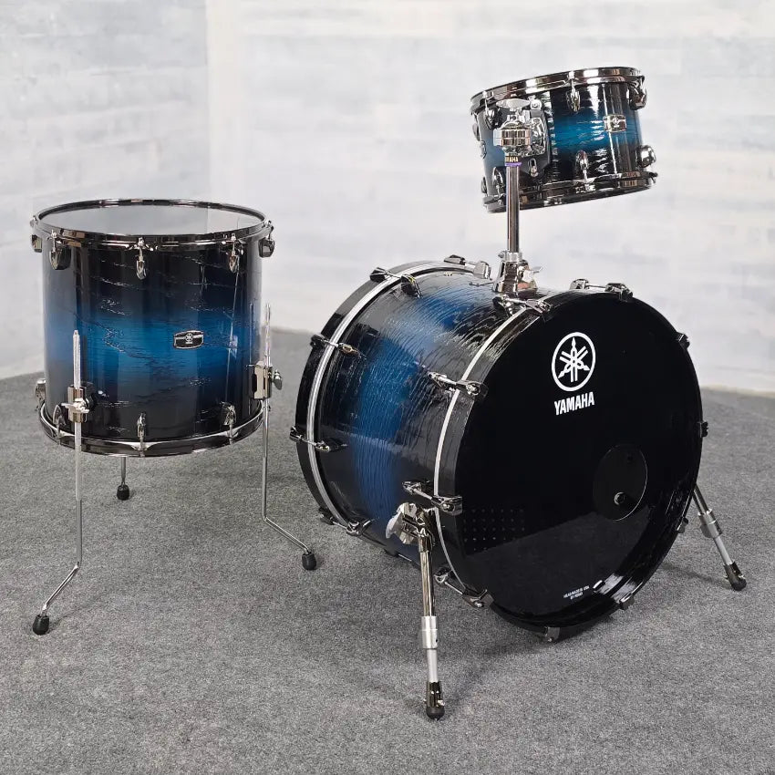 Used Yamaha Live Custom Hybrid Oak 3pc Drum Set Uzu Ice Sunburst - Very Good - Drum Center Of Portsmouth