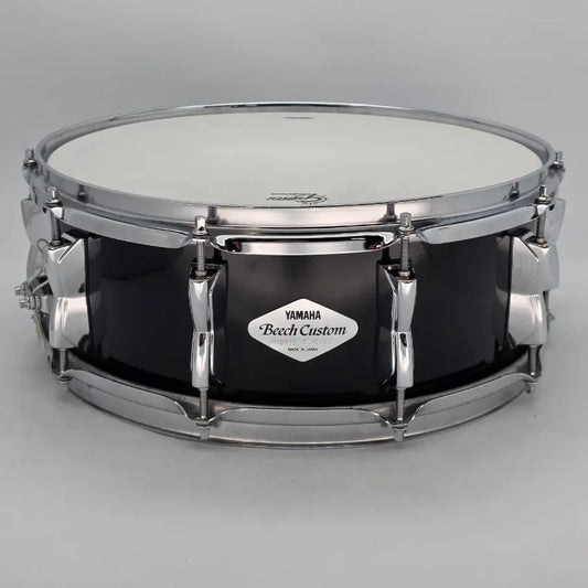 Used Yamaha Beech Custom Snare Drum 14x6 Piano Black - Good - Drum Center Of Portsmouth