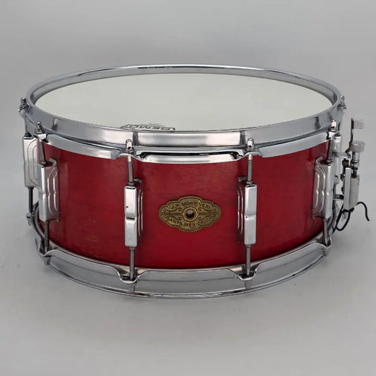 Used Joe Montineri Snare Drum 14x6.5 Satin Red - Good - Drum Center Of Portsmouth