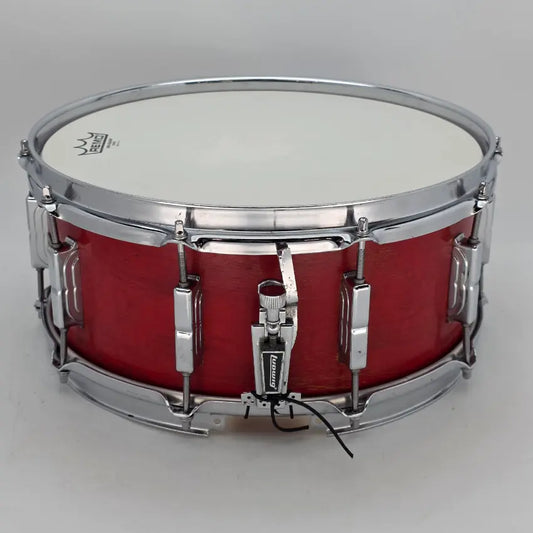 Used Joe Montineri Snare Drum 14x6.5 Satin Red - Good - Drum Center Of Portsmouth