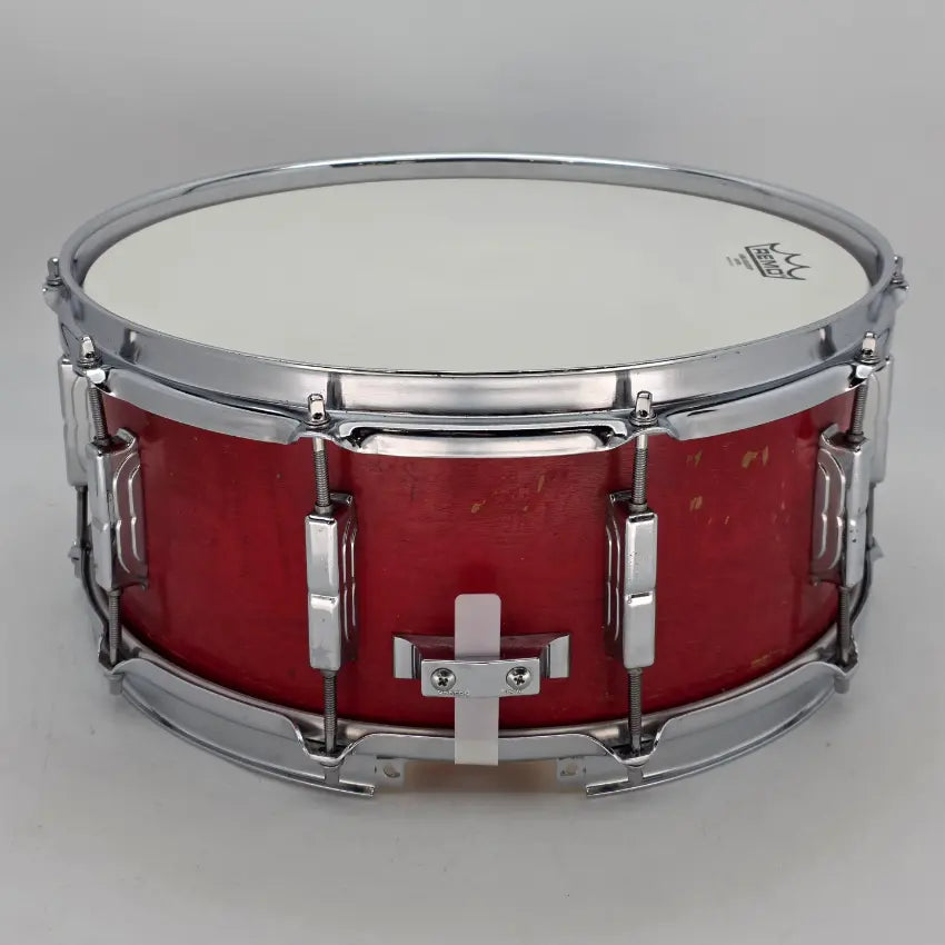 Used Joe Montineri Snare Drum 14x6.5 Satin Red - Good - Drum Center Of Portsmouth