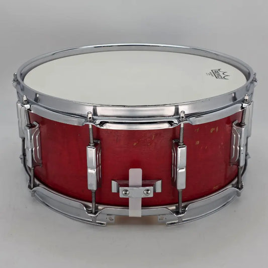 Used Joe Montineri Snare Drum 14x6.5 Satin Red - Good - Drum Center Of Portsmouth