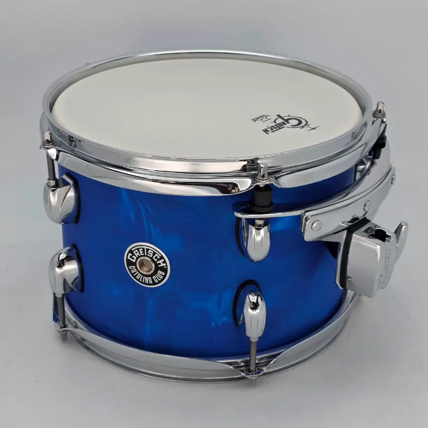 Used Gretsch Catalina Club Tom 10x7 Blue Satin Flame - Very Good - Drum Center Of Portsmouth
