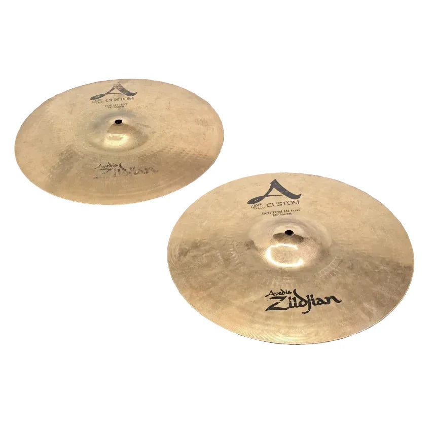 Used Zildjian A Custom Hi Hat Cymbals 14" - Fair - Drum Center Of Portsmouth