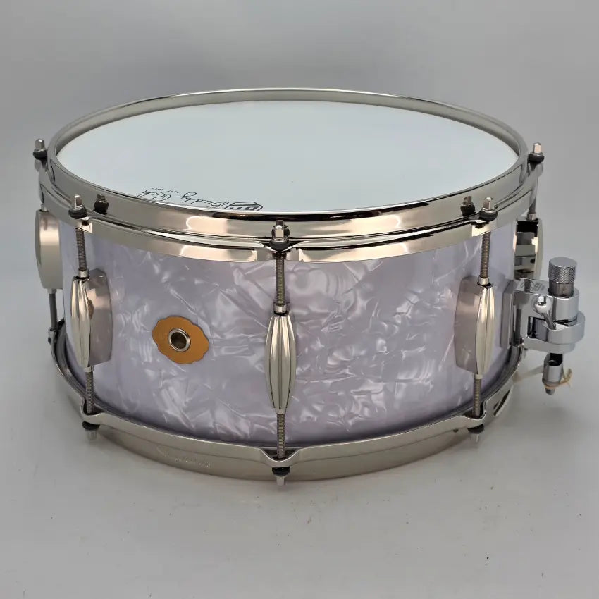 Used Slingerland Radio King Artist Snare Drum 14x6.5 White Marine Pearl - Very Good - Drum Center Of Portsmouth