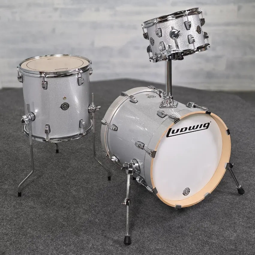 Used Ludwig Breakbeats 3pc Drum Set Silver Sparkle - Good - Drum Center Of Portsmouth