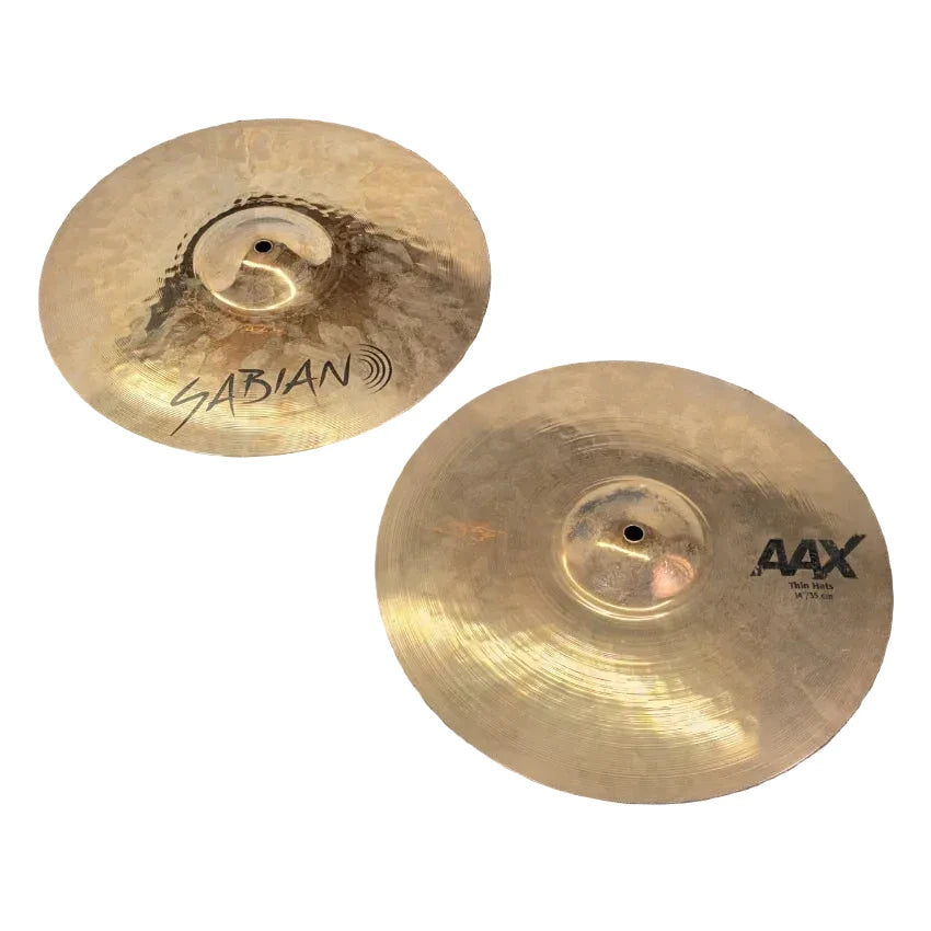 Used Sabian AAX Thin Hi Hat Cymbals 14" Brilliant - Good - Drum Center Of Portsmouth