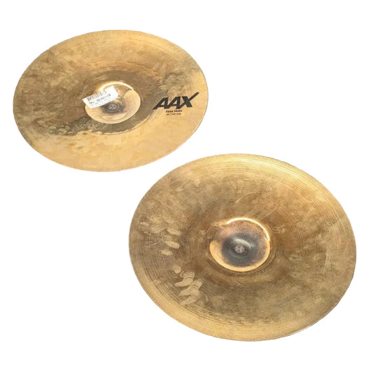 Used Sabian AAX Thin Hi Hat Cymbals 14" Brilliant - Good - Drum Center Of Portsmouth