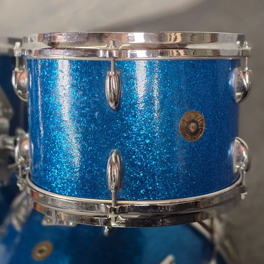 Used Vintage Gretsch Round Badge 4pc Drum Set Blue Sparkle - Good - Drum Center Of Portsmouth