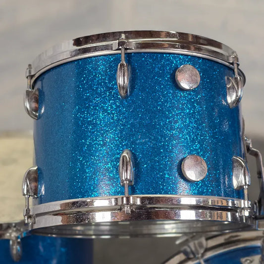 Used Vintage Gretsch Round Badge 4pc Drum Set Blue Sparkle - Good - Drum Center Of Portsmouth