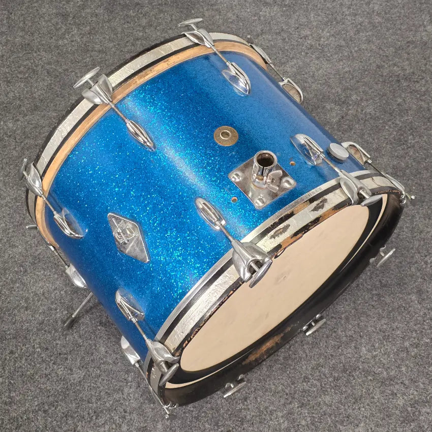 Used Vintage Gretsch Round Badge 4pc Drum Set Blue Sparkle - Good - Drum Center Of Portsmouth