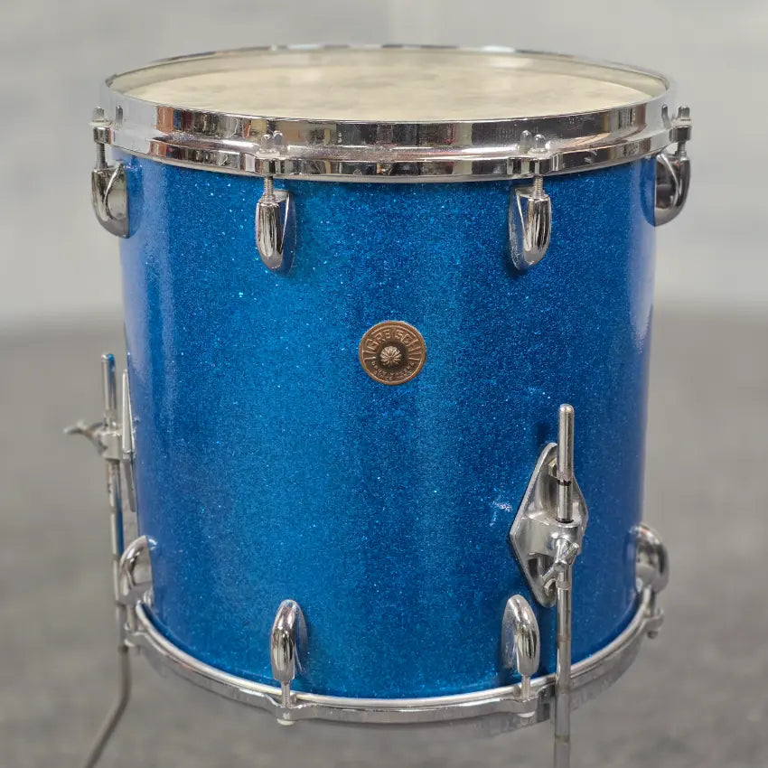 Used Vintage Gretsch Round Badge 4pc Drum Set Blue Sparkle - Good - Drum Center Of Portsmouth