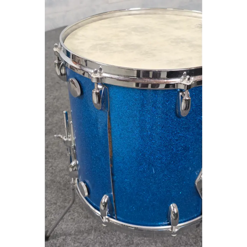 Used Vintage Gretsch Round Badge 4pc Drum Set Blue Sparkle - Good - Drum Center Of Portsmouth