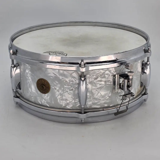 Used Vintage Gretsch Dixieland Snare Drum 14x5.5 White Marine Pearl - Good - Drum Center Of Portsmouth