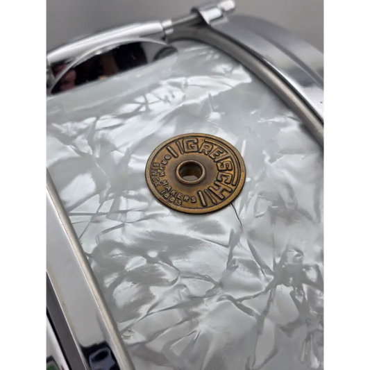 Used Vintage Gretsch Dixieland Snare Drum 14x5.5 White Marine Pearl - Good - Drum Center Of Portsmouth
