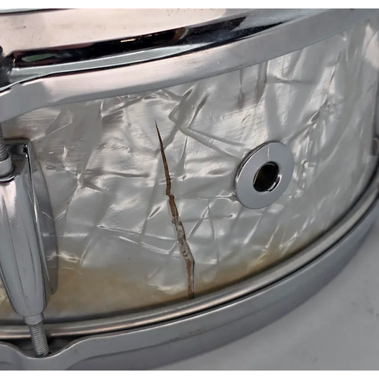 Used Vintage Gretsch Dixieland Snare Drum 14x5.5 White Marine Pearl - Good - Drum Center Of Portsmouth