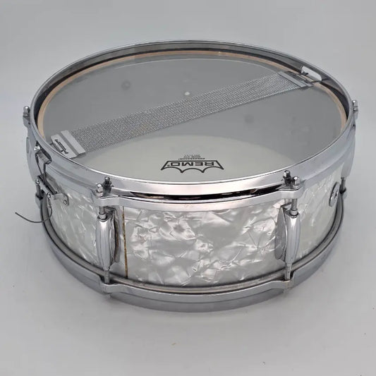 Used Vintage Gretsch Dixieland Snare Drum 14x5.5 White Marine Pearl - Good - Drum Center Of Portsmouth