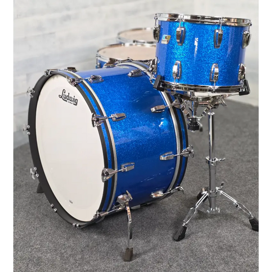 Used Ludwig Classic Maple 4pc Drum Set Blue Sparkle - Bonham Sizes - Excellent - Drum Center Of Portsmouth