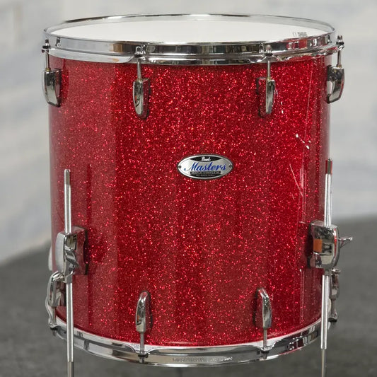 Used Pearl Masters Maple Complete 3pc Drum Set Vermilion Sparkle - Very Good - Drum Center Of Portsmouth