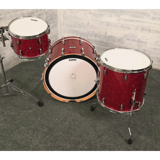 Used Pearl Masters Maple Complete 3pc Drum Set Vermilion Sparkle - Very Good - Drum Center Of Portsmouth
