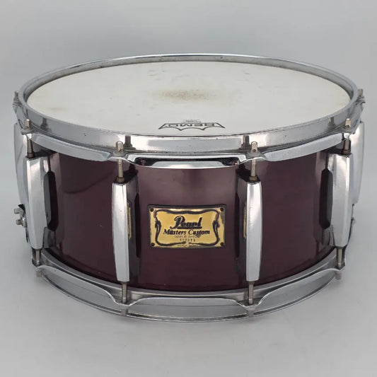 Used Pearl MMX Masters Custom Maple Snare Drum 14x6.5 Wine Red - Good - Drum Center Of Portsmouth