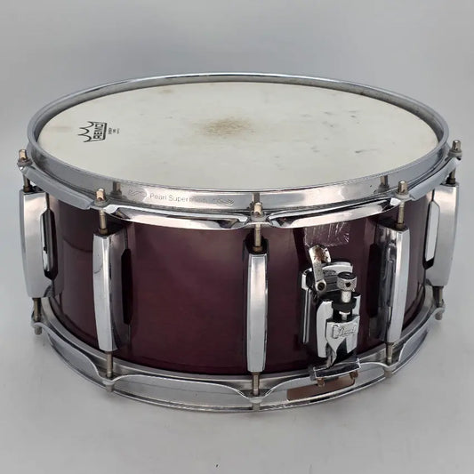 Used Pearl MMX Masters Custom Maple Snare Drum 14x6.5 Wine Red - Good - Drum Center Of Portsmouth