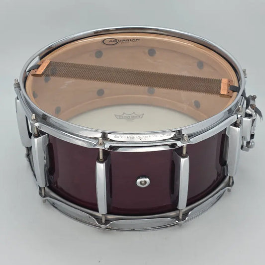 Used Pearl MMX Masters Custom Maple Snare Drum 14x6.5 Wine Red - Good - Drum Center Of Portsmouth