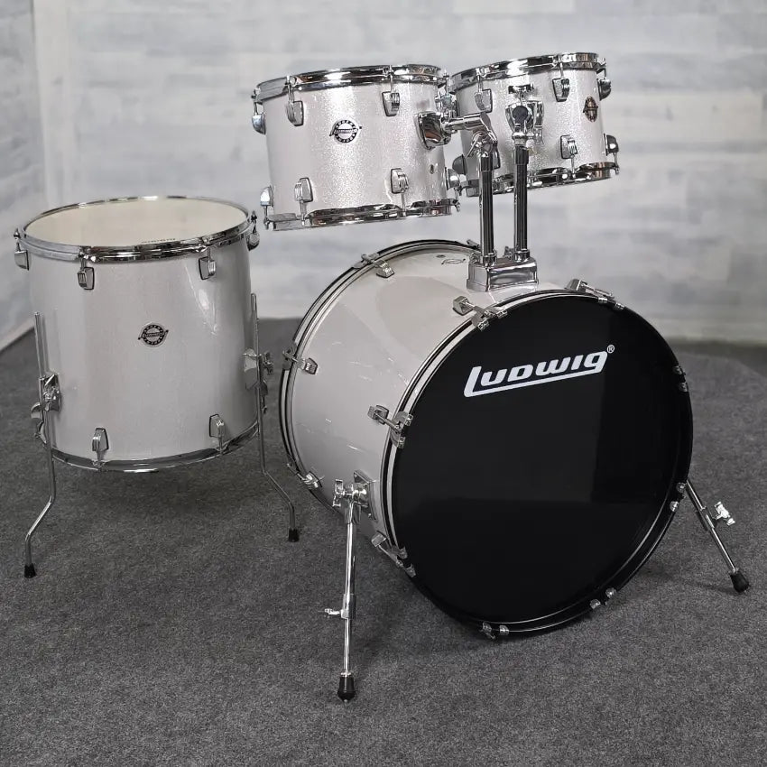 Used Ludwig Element Evolution 4pc Drum Set Silver Sparkle - Good - Drum Center Of Portsmouth