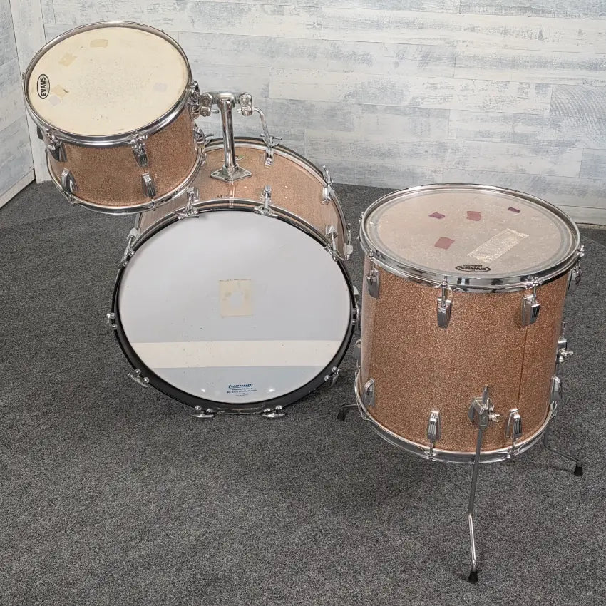 Used Vintage Ludwig 3pc Drum Set Champagne Sparkle - Good - Drum Center Of Portsmouth