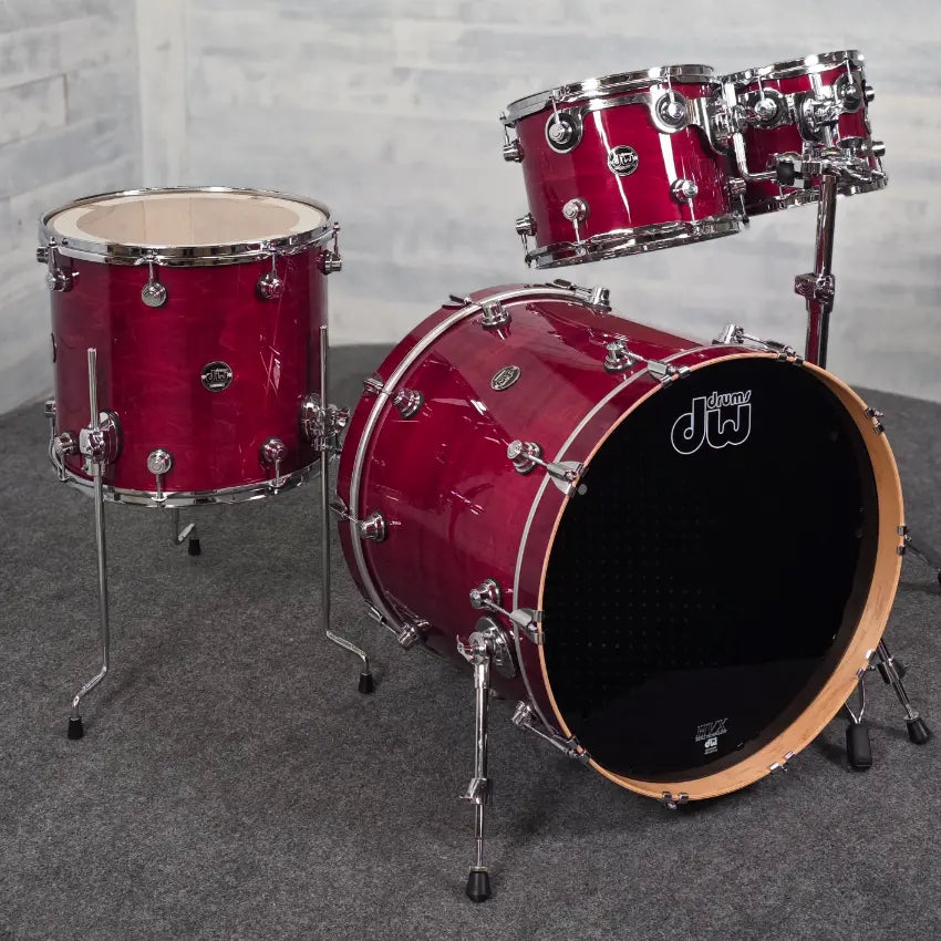 Used DW Performance 4pc Drum Set Cherry Stain - Very Good - Drum Center Of Portsmouth