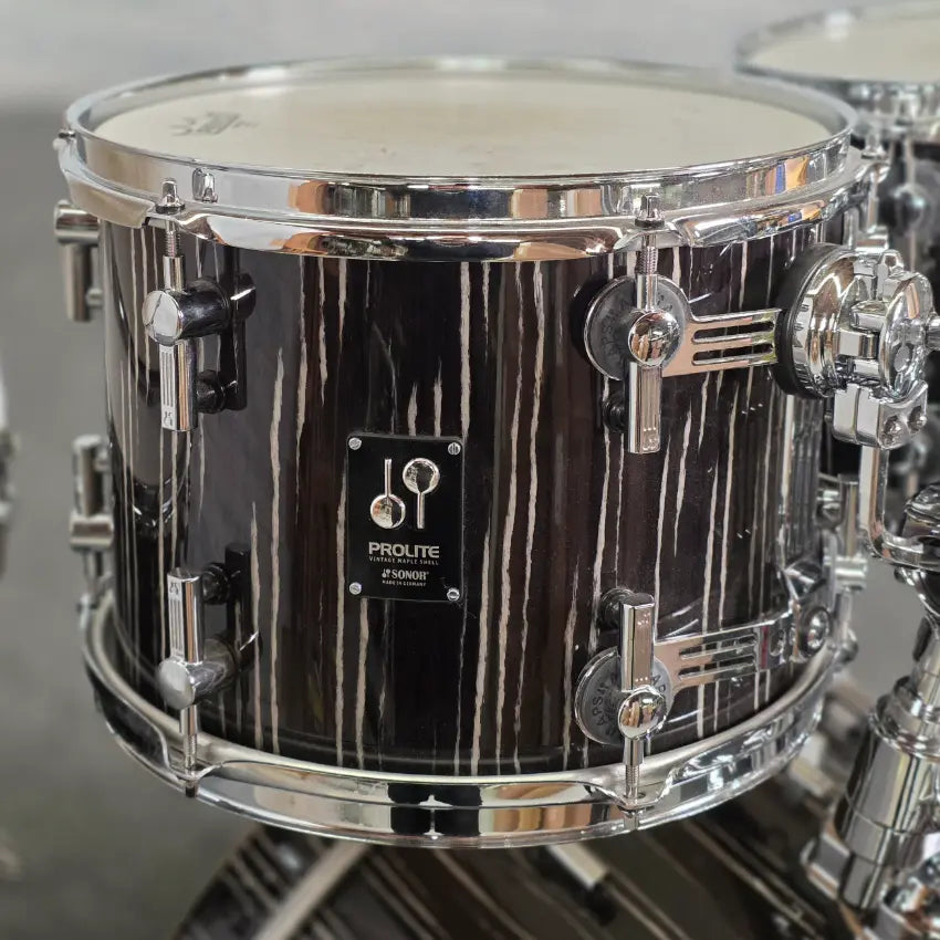 Used Sonor Prolite 5pc Drum Set Ebony White Stripes - Drum Center Of Portsmouth