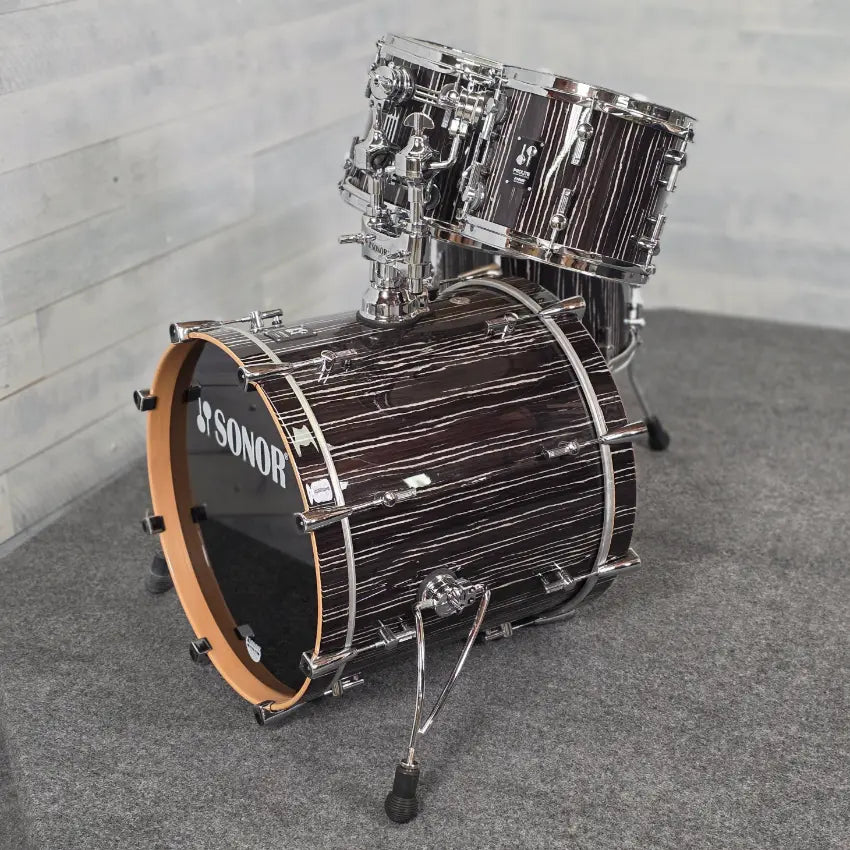 Used Sonor Prolite 5pc Drum Set Ebony White Stripes - Drum Center Of Portsmouth