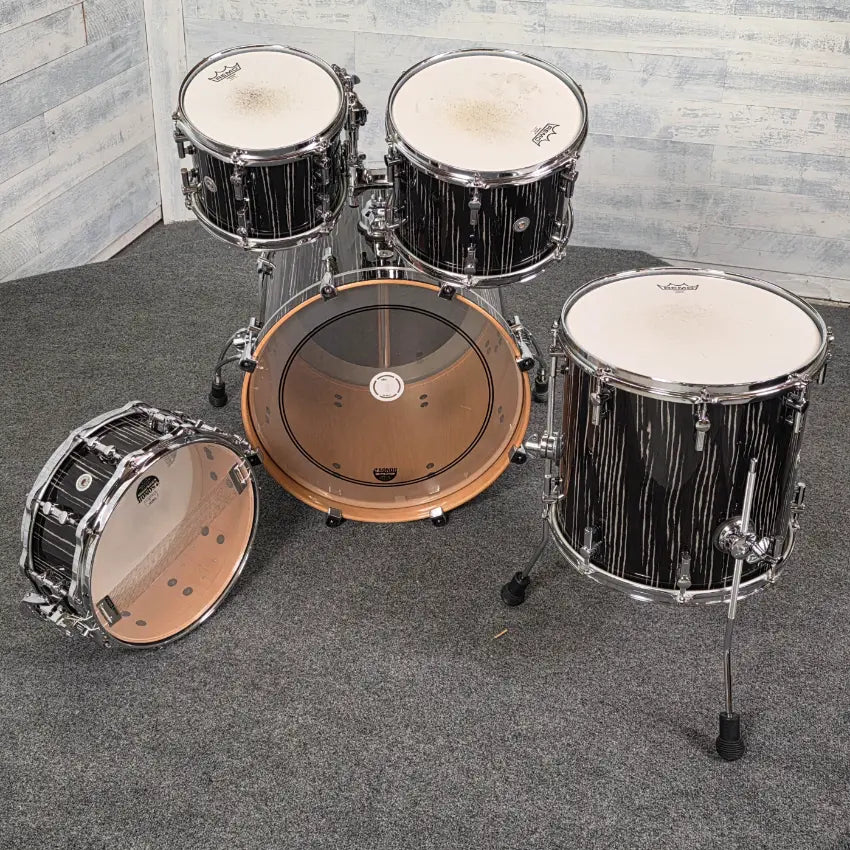 Used Sonor Prolite 5pc Drum Set Ebony White Stripes - Drum Center Of Portsmouth