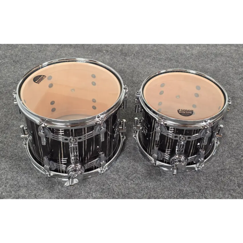Used Sonor Prolite 5pc Drum Set Ebony White Stripes - Drum Center Of Portsmouth