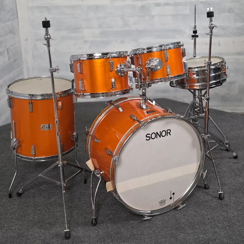 Used Vintage Sonor Champion 5pc Drum Set Metallic Orange w/Hardware - Very Good - Drum Center Of Portsmouth