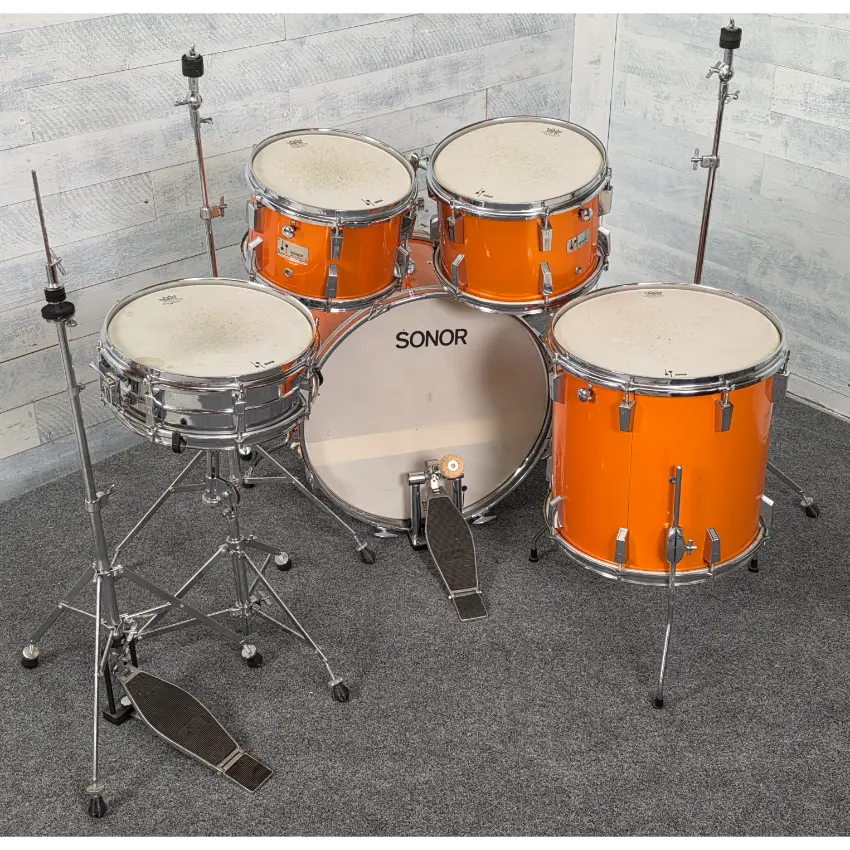 Used Vintage Sonor Champion 5pc Drum Set Metallic Orange w/Hardware - Very Good - Drum Center Of Portsmouth