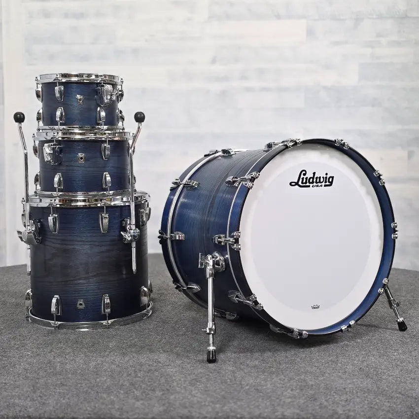 Used Ludwig Classic Oak 4pc Drum Set Blue Burst - Very Good - Drum Center Of Portsmouth