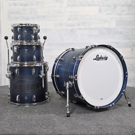 Used Ludwig Classic Oak 4pc Drum Set Blue Burst - Very Good - Drum Center Of Portsmouth