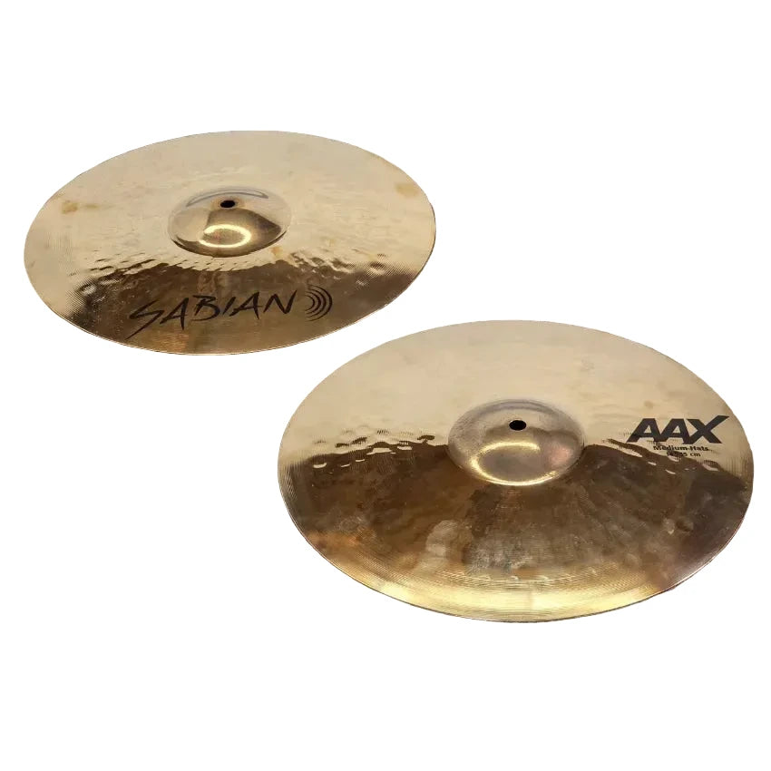 Used Sabian AAX Brilliant Medium Hi Hat Cymbals 14" - Very Good - Drum Center Of Portsmouth